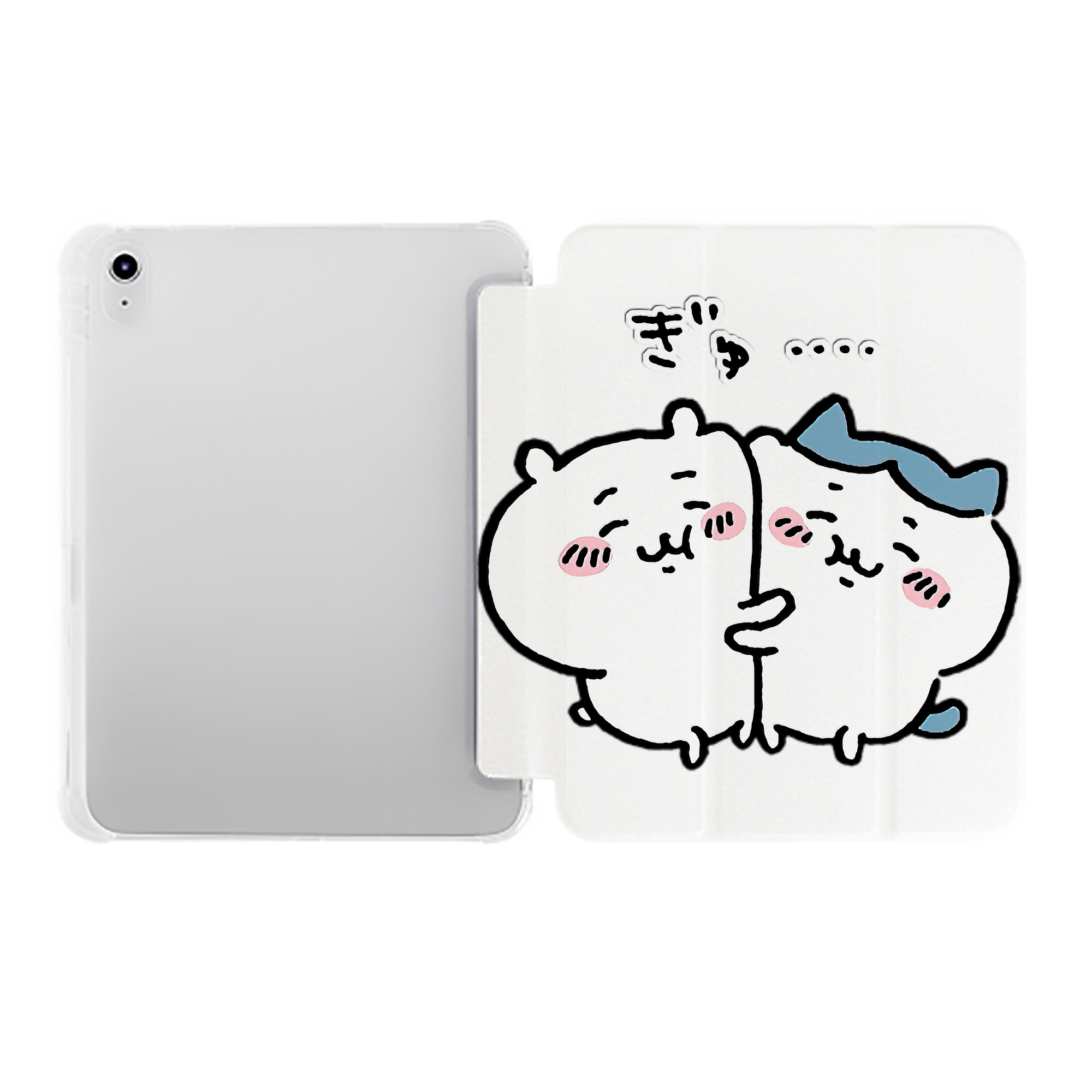 （画像用） ちいかわ ハチワレ Chii-kawa hachiware IPad ケース ペン収納付き 三つ折りスタンド PUレザー×シリコン 対応機種9.5/10.5/10.9インチ